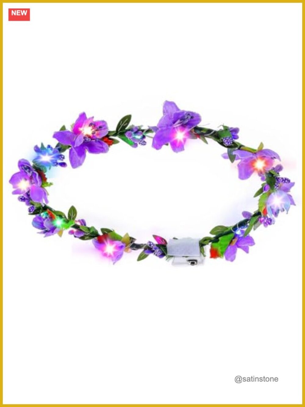 Sinalty LED Floral Headband Fabric Light Up Bridal Leaf Crown